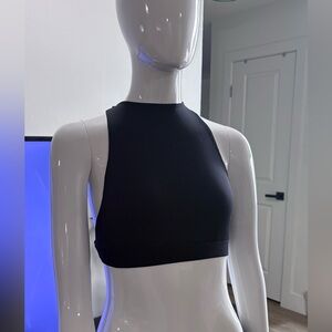 Mono B Black Ribbed Crop Top